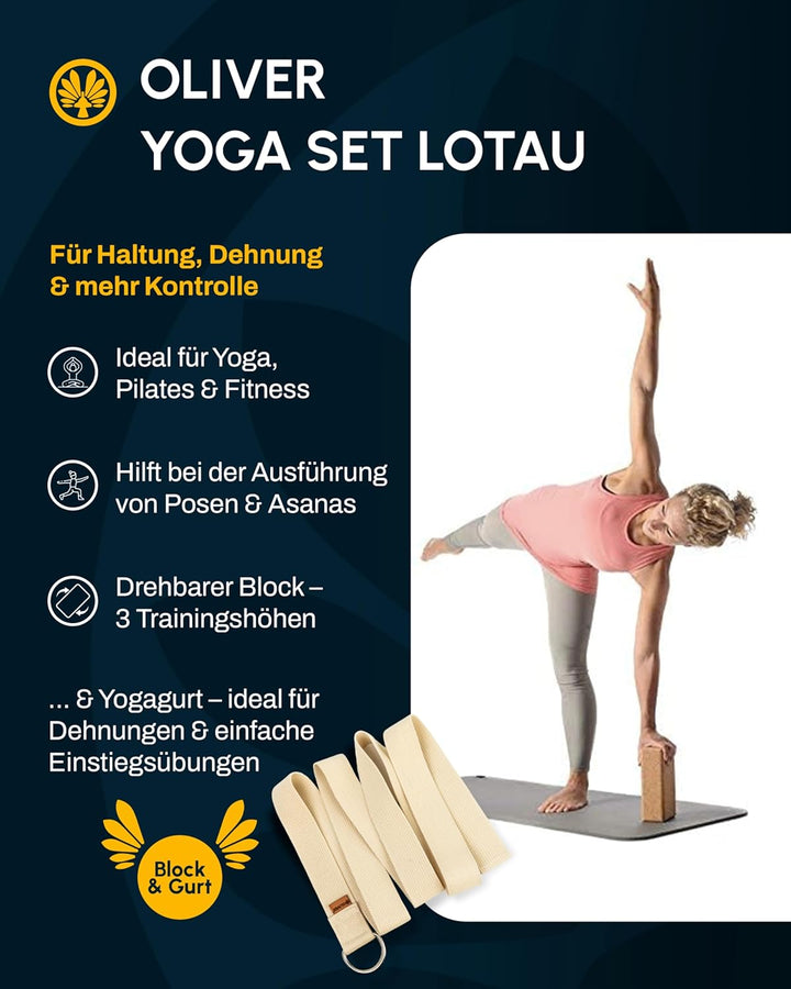Oliver Yogagurt & Korkblock Lotau Yoga Set Training Fitness