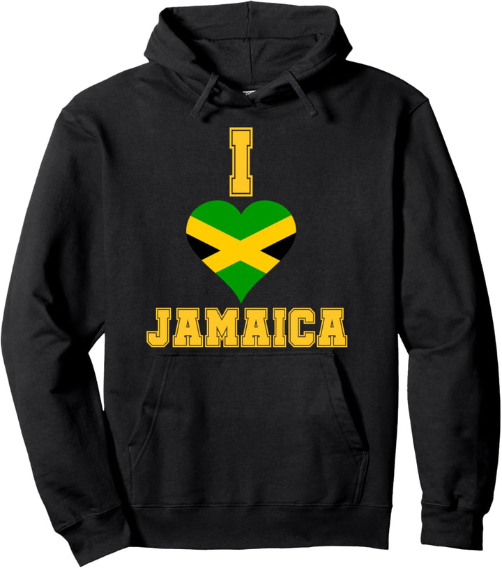 Flagcastle: I Love Jamaica Jamaican Pride Flag Pullover Hoodie