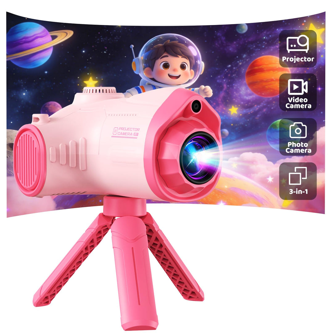 Kinderkamera, 3 in 1 Beamer Projektor Kamera Kinder 1080P Digitalkamera Fotoapparat Fotokamera Kinde