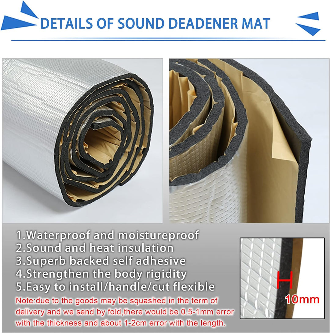 sourcing map 16,36sqft Anti Dröhn Dämmmatte Auto Wärmedämmung Sound Strasse Lärmdämpfer 10mm*152cm*1