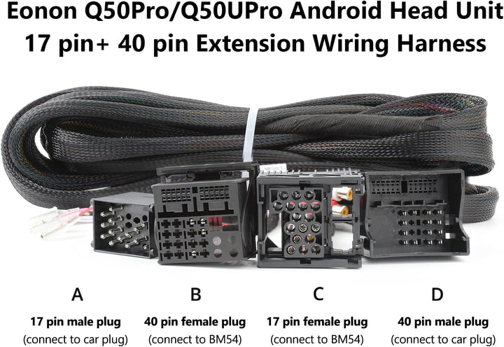 Eonon 5,5 m Verlängerungskabel Autoradio (Q50PRO, Q50SE, E46A12S, E46A12, Q49PRO, Q49SE, E39A12S, E3