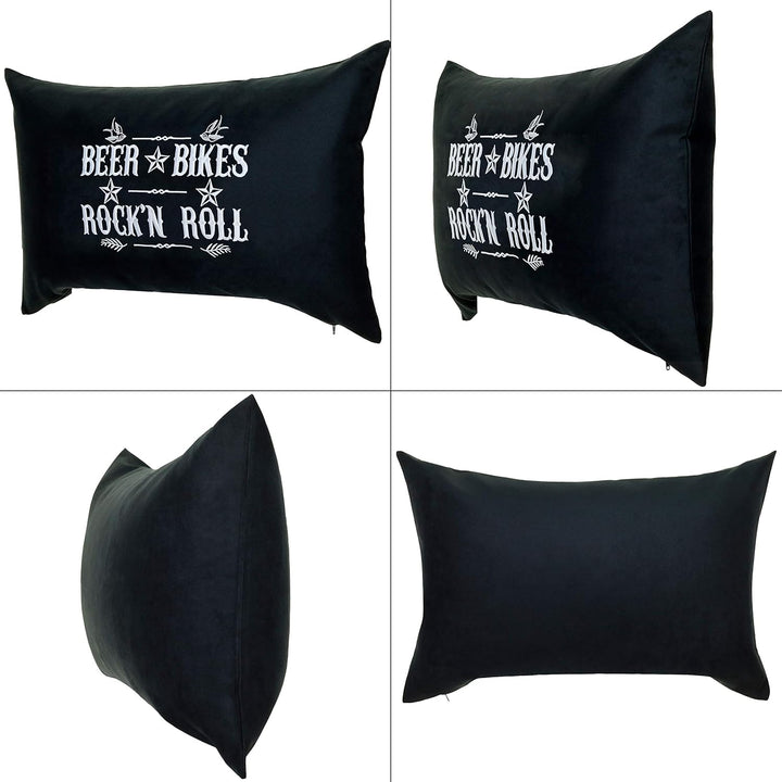 Lustiges Kissen Beer, Bikes and Rock'n Roll Kissenbezug gefüllt | MC Dekokissen mit Füllung Wohnzimm