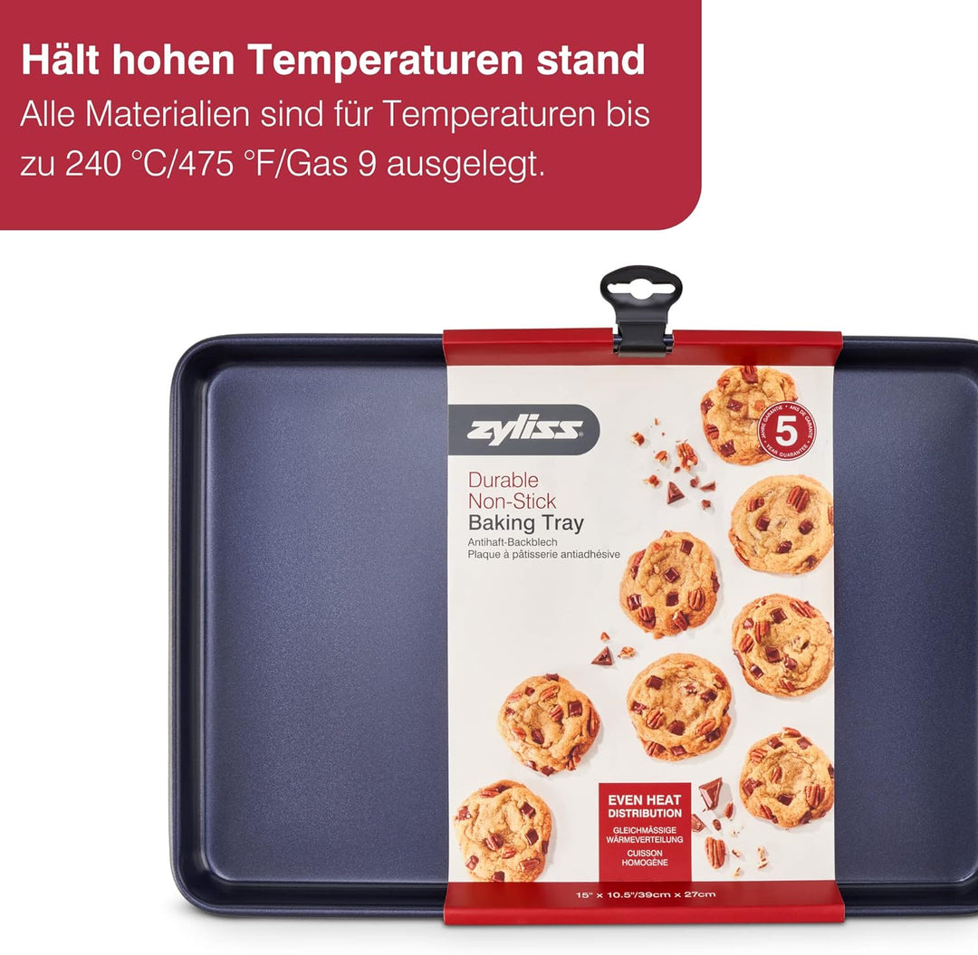 Zyliss E980191 Backblech, Antihaftbeschichtung, Carbonstahl, Dunkelblau, Backform/Backformen/Braten,