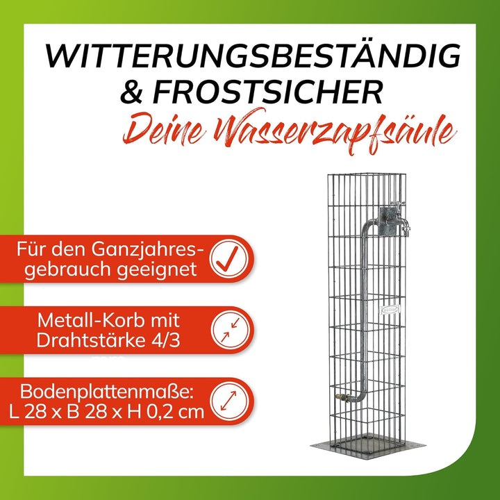 bellissa Wasserzapfsäule aus Metall - 95635 - Hochwertige Gabionen Wasserzapfstelle - Dekorative Gar