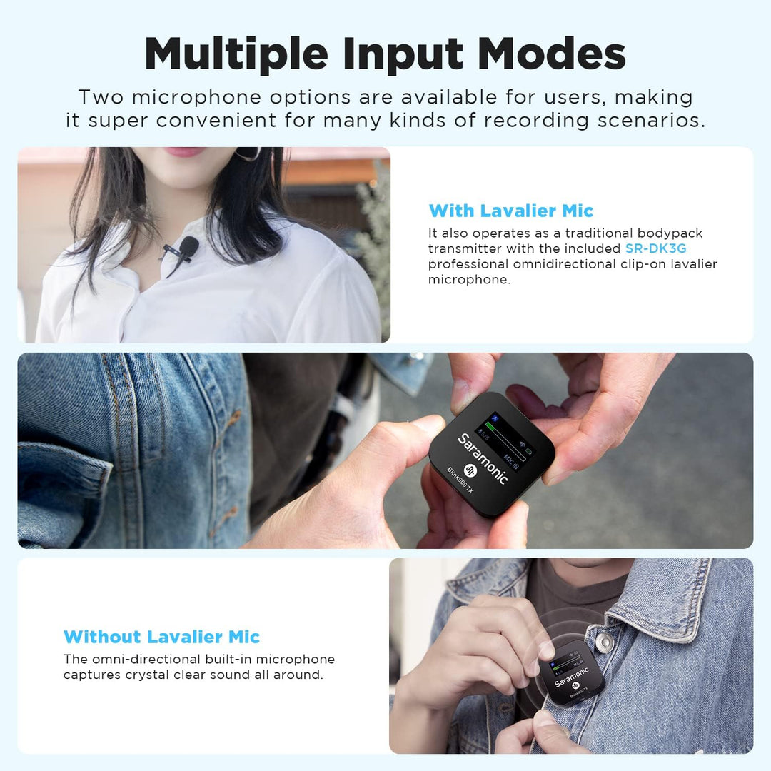 Saramonic Blink900 Pro B1 2,4 GHz kabelloses Lavaliermikrofon mit OLED-Display für DSLR-Kamera/iPhon