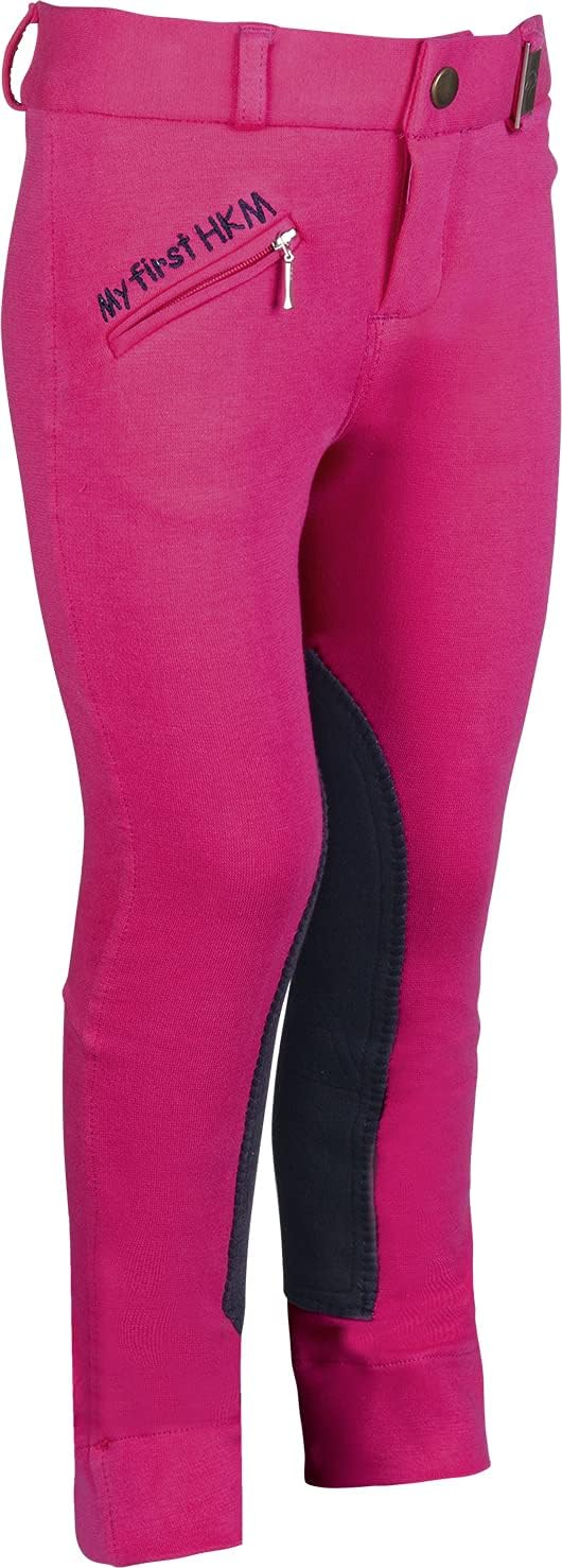 HKM 5627 Reithose My First, Kniebesatz Oberstoff, Dunkelpink/Navy, 128