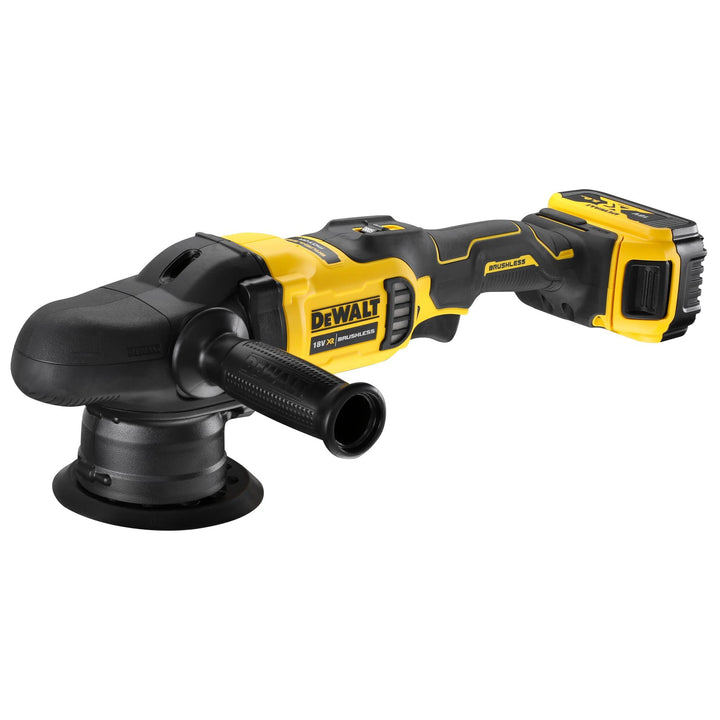 DeWalt DCM848P2-QW Doppel-Action-Poliermaschine XR 18 V 5 Ah Li-Ion Brushless – 2 Akkus gelb