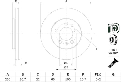 Bosch BD753 Bremsscheiben - Vorderachse - ECE-R90 Zertifizierung - zwei Bremsscheiben pro Set