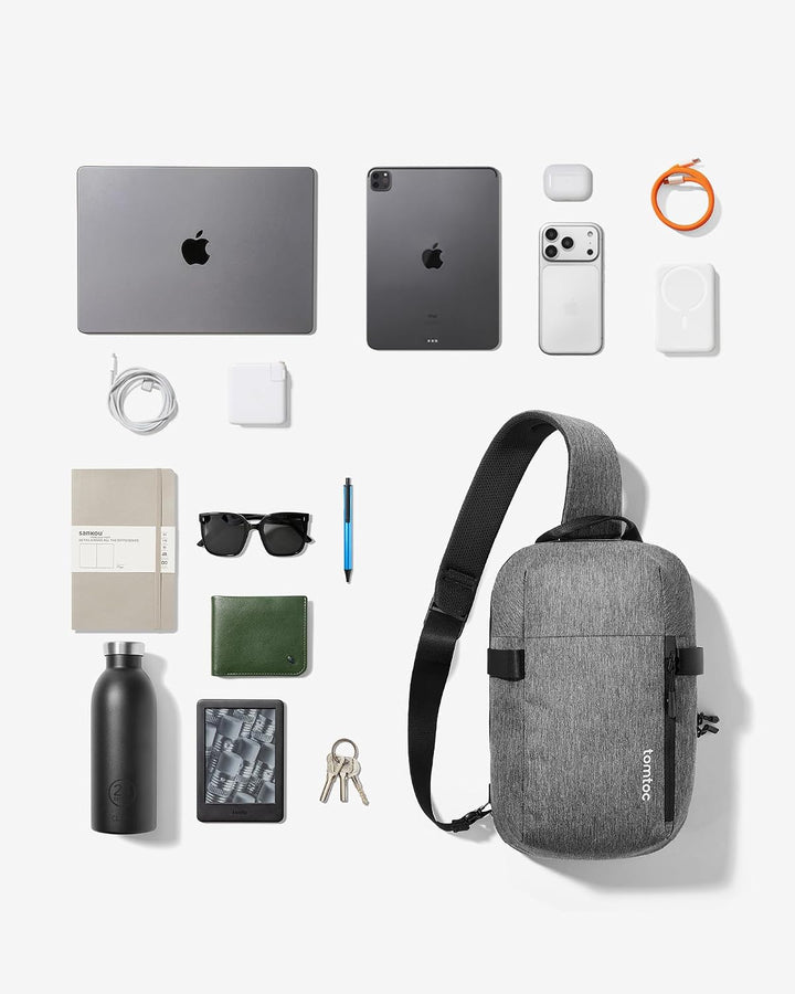 tomtoc Kompakt Sling Bag, Minimal Einzelgurt Schulterrucksack für 14-Zoll MacBook Pro, Wasserresiste