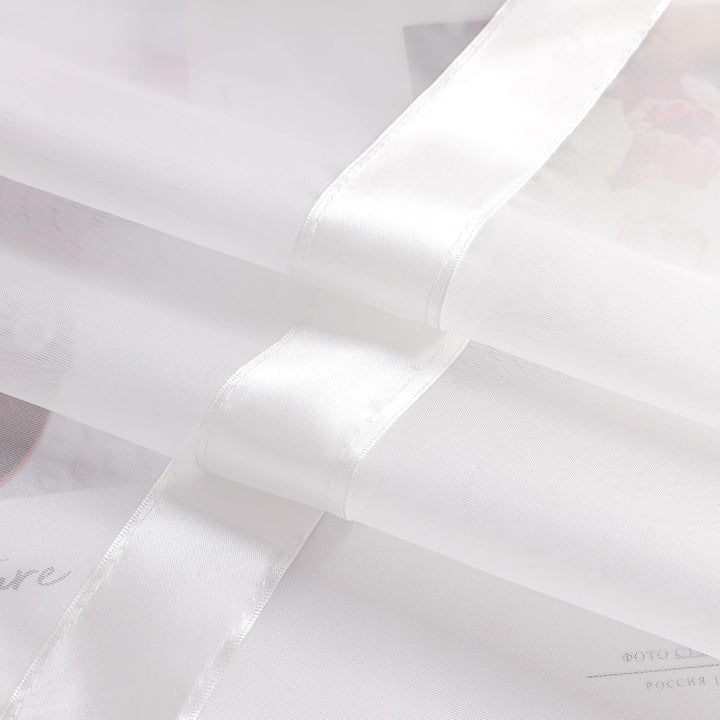 HongYa Stores Voile Gardine Schal Transparenter Vorhang mit Satinband Ösen H/B 245/450 cm Weiss H/B: