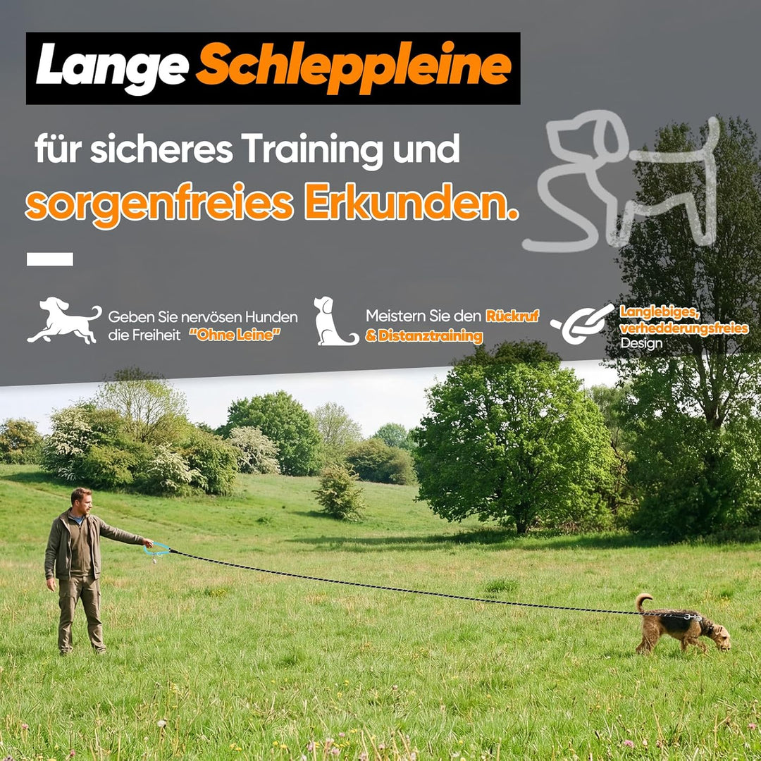 Aystkniet Schleppleine für Hunde, 5M 10M 15M 20M 30M Lange schleppleine mit 2 Wirbelhaken, Trainings