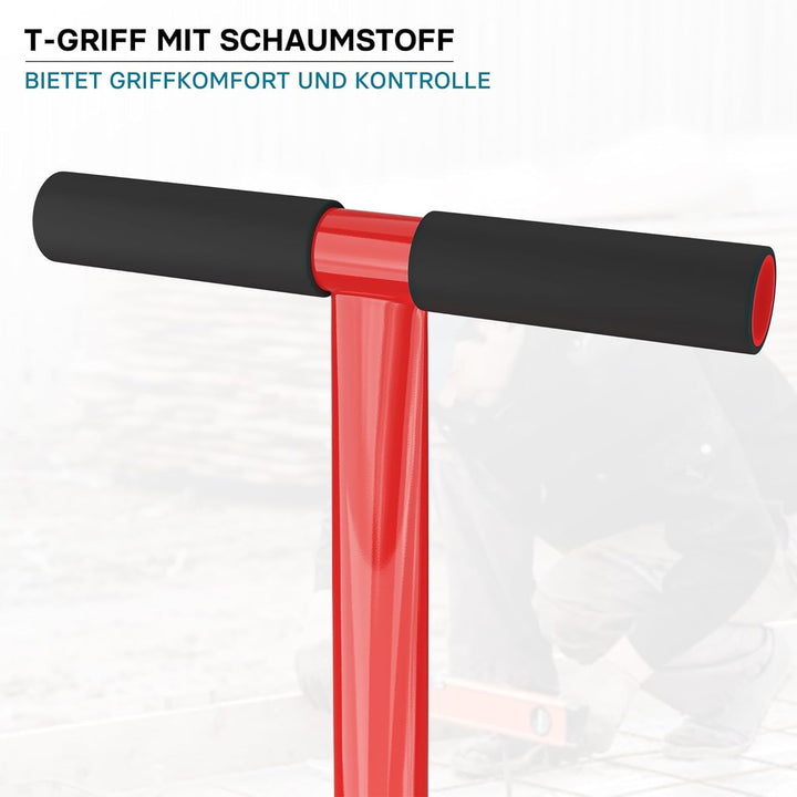 Wiltec Bodenverdichter 11,5 kg aus Stahl, 83 cm hoch, mit 20 x 20 cm Grundplatte und T-Griff zum Ver