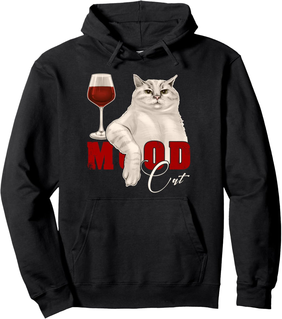 Katze mit Wein, Stimmungskatze Pullover Hoodie