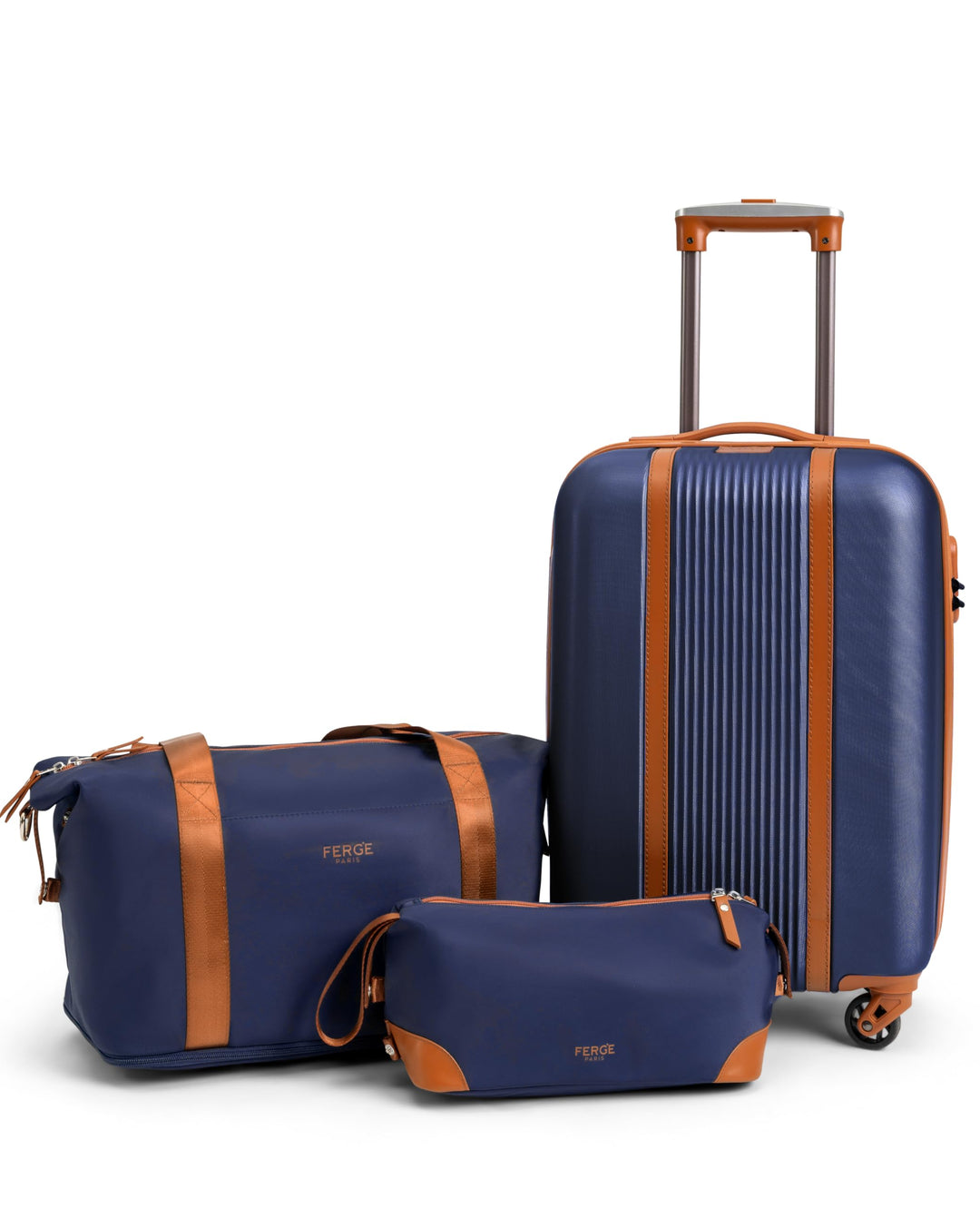 FERGÉ Handgepäck Koffer Set 3 teilig Kabinenkoffer Hartschale 55 x 40 x 22 cm + Reisetasche + Kultur