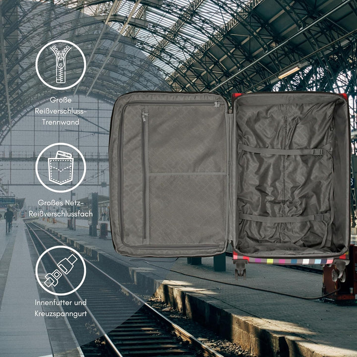 Kenorada Reisetrolley SoftLITE 4w | Koffer aus strapazierfähigem Polyester | leichter Trolley mit vi