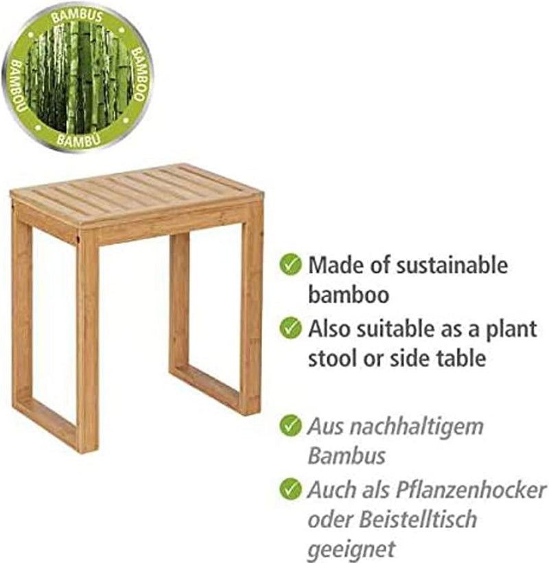 WENKO Badhocker Bambusa, nachhaltiger Hocker für Bad und Gäste-WC, Möbelstück aus hochwertigem Bambu