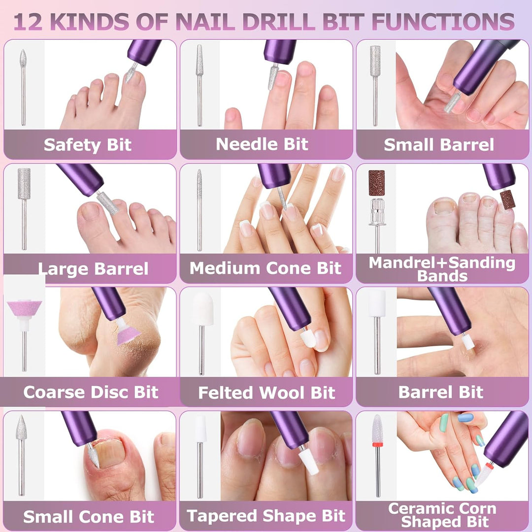Nagelfräser Elektrische für Gelnägel Kabellos Maniküre Pediküre Set Nagelfeile Elektrisch USB Wieder