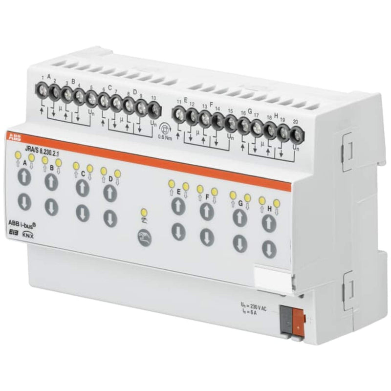 ABB JA/S8.230.1M EIB/KNX Jalousieaktor mit manueller Bedienung, 8-fach, 230V AC, REG