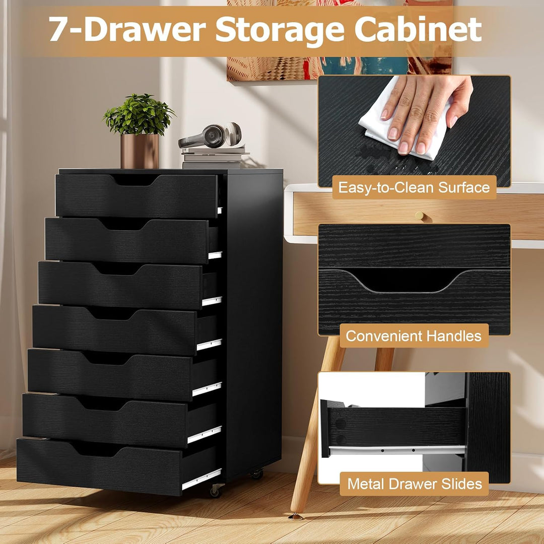 KOMFOTTEU Rollcontainer mit Schubladen, mobiler Aktenschrank Schubladenschrank mit Räder, Bürowagen