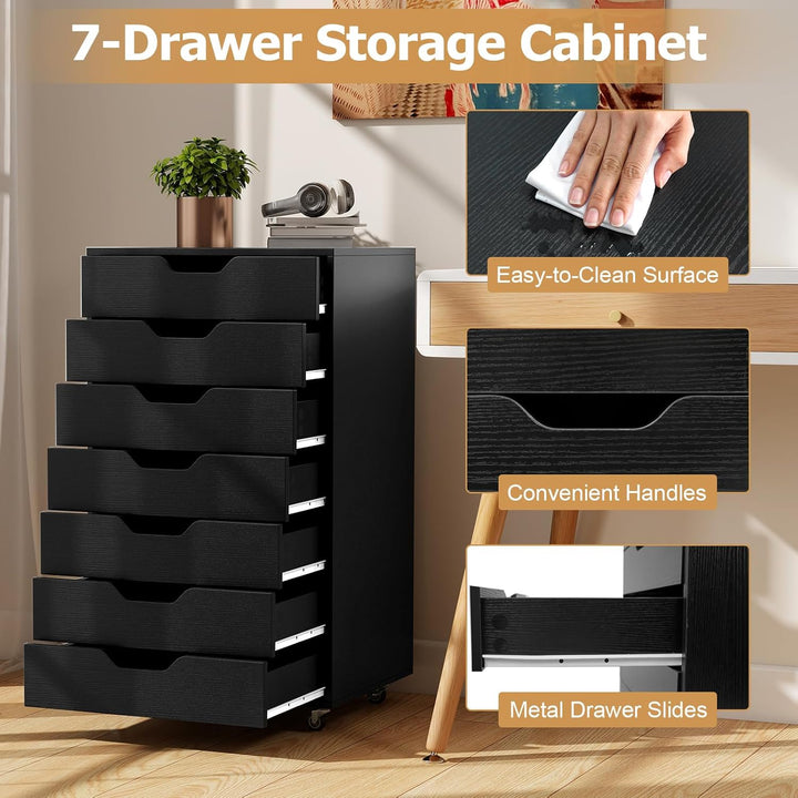 KOMFOTTEU Rollcontainer mit Schubladen, mobiler Aktenschrank Schubladenschrank mit Räder, Bürowagen