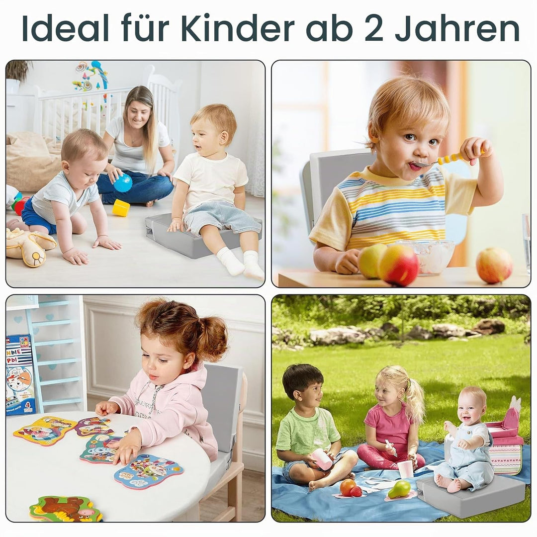 Sitzerhöhung Stühle Kind für Den Tisch, PU waschbar 2 Stücke Riemen Sicherheitsschnalle Kinder Boost