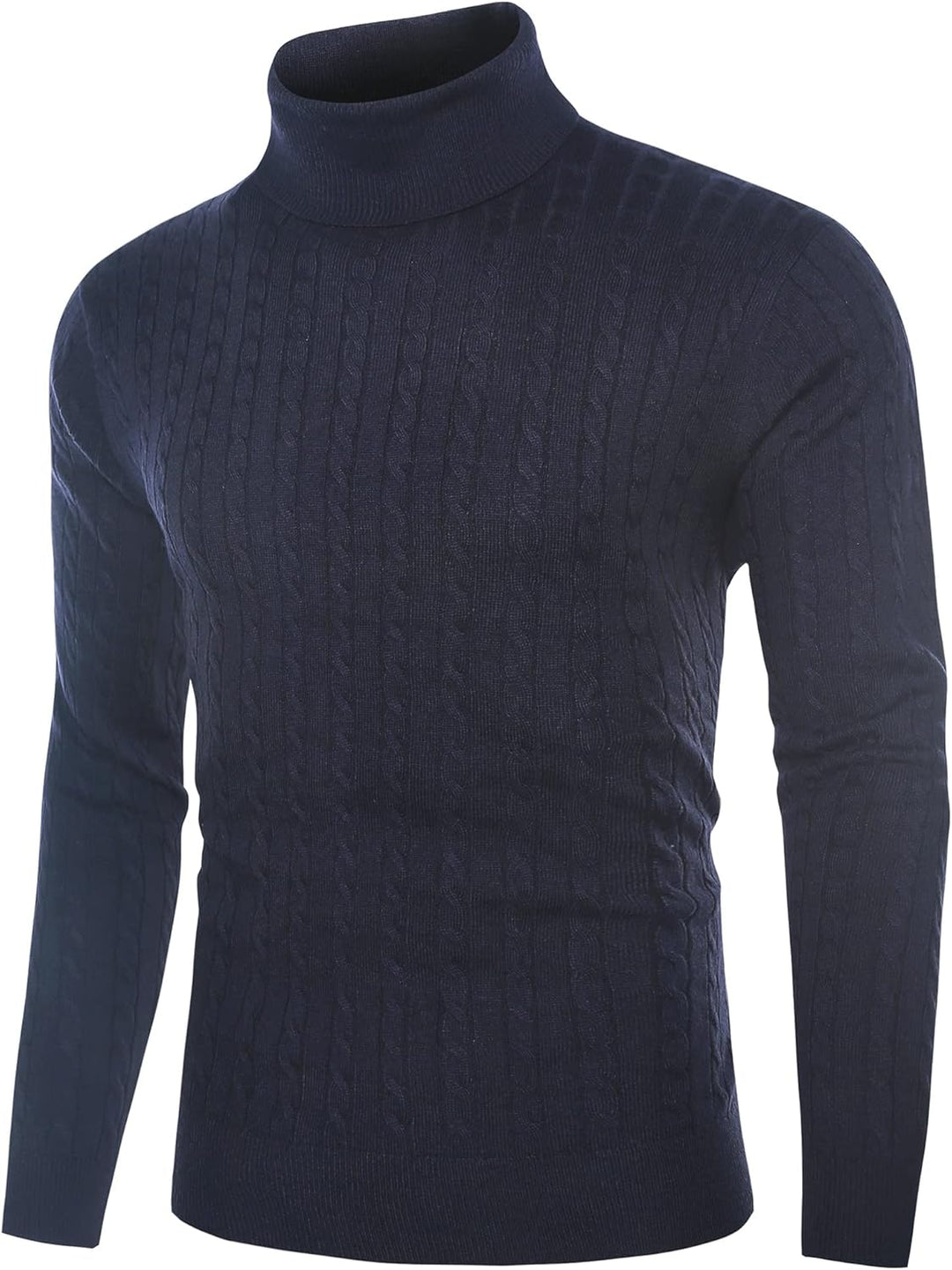 Kallspin Herren Turtleneck Wollmischung Rollkragen Pullover Relaxed Fit Langarm Zopfstrick Jumper S