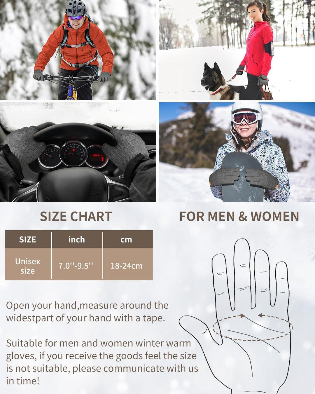 ARFNKIM Damen Winterhandschuhe mit Fleecefutter, Touchscreen Warme Gedehnt Dicke Strickhandschuhe Wo