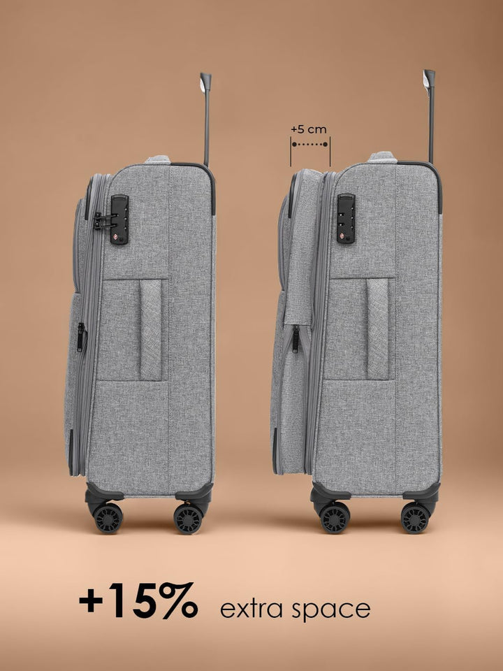 REDOLZ Essentials 12 Koffer-Set 3-teilig für Damen & Herren | leichte & stabile Reise-Trolleys, hoch