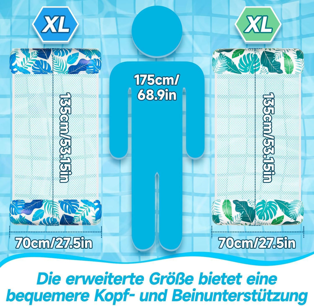 Luftmatratze Pool, 2Stück XL Pool Spielzeug Luftmatratze Wasser, Pool Zubehör Wasserhängematte, 4 IN