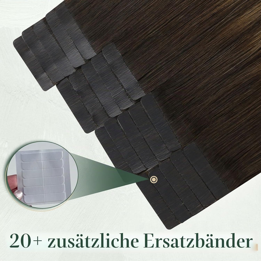Ugeat 50 Gramm Haarverlängerung Echthaar Tape Hair Extension 45cm Haare Tapes Extensions Echthaar 20
