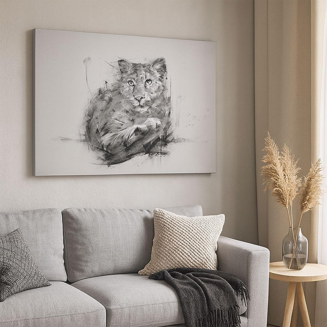 Bilder auf Leinwand 100x70cm Leinwandbild mit Rahmen Tier Abstraktion Gross Wanddeko Bild Schlafzimm
