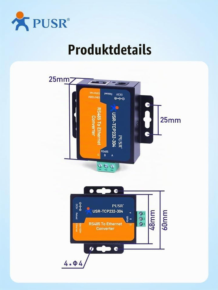 TCP232-304 RS485 zu TCP/IP seriell Gerät Server unterstützen Built-in Webpage Modbus Gateway RS485 z