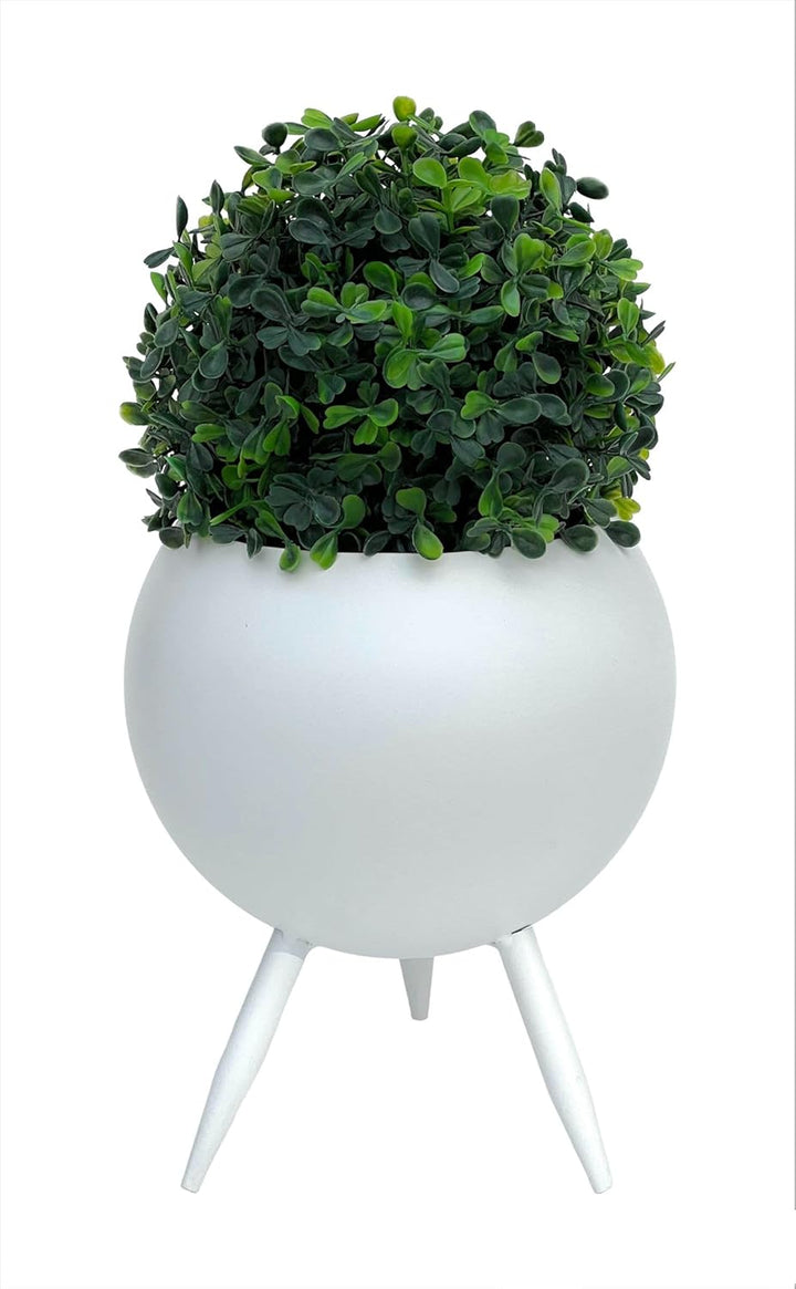 DanDiBo Blumenhocker Metall mit Topf Weiss 23 cm Blumenständer 96259 M Blumensäule Modern Pflanzenst