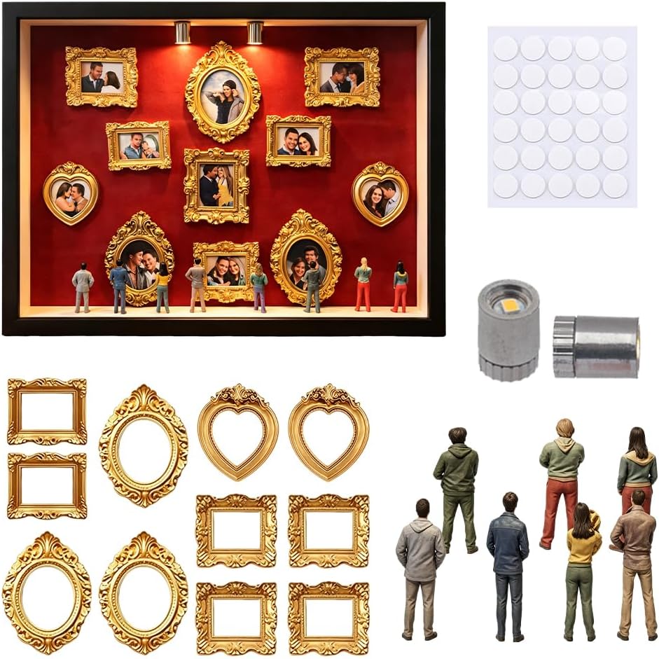DIY Mini Museum, HOVCEH Mini Bilderrahmen Vintage mit 8 Figuren, Museum of Us, Kreativ DIY Museums S