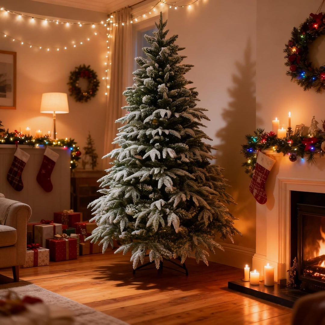 4ft/1.2m Künstlicher Weihnachtsbaum Lappland Tanne - Schnee beflockt Grün 332 PE/PVC Zweigspitzen, k