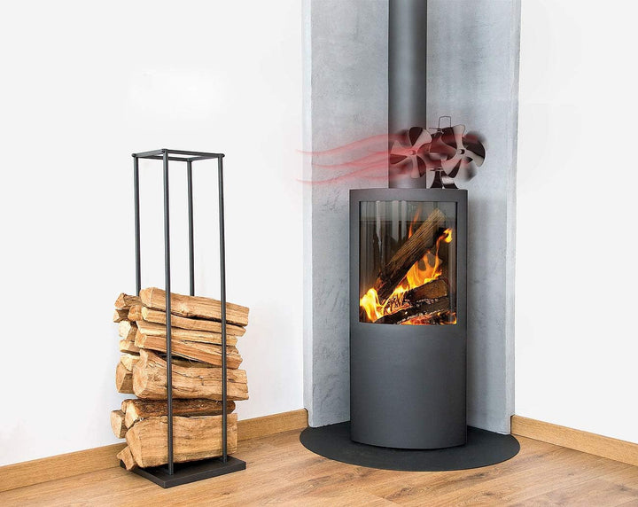 Carlo Milano Kaminlüfter: Stromloser Kaminofen-Doppel-Ventilator, je 3 Lüfter-Blätter, ab 65 °C (Kam