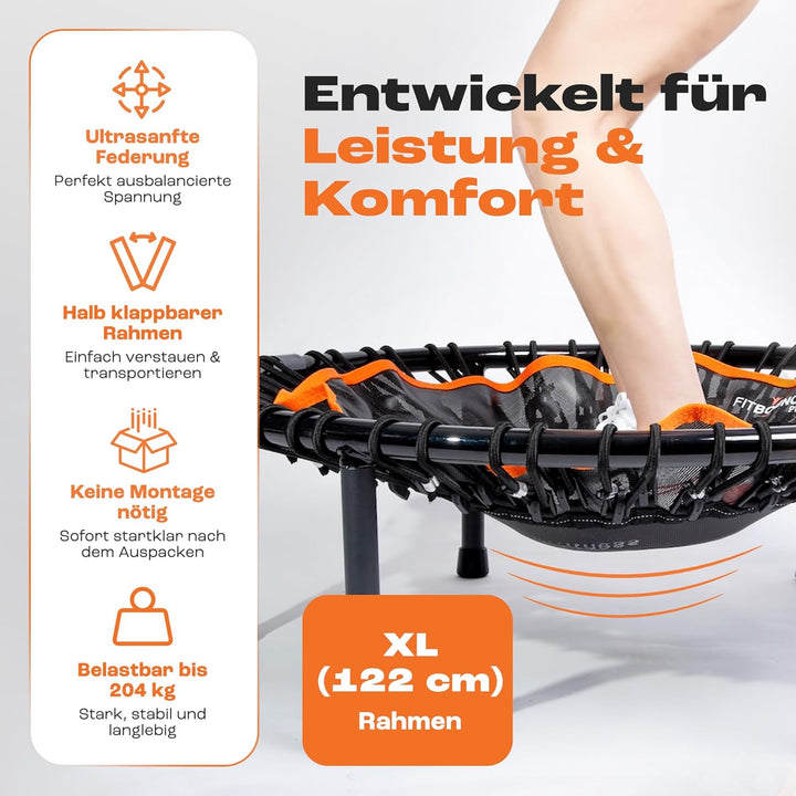 FIT BOUNCE PRO XL Bungee Rebounder ist ein klappbares geräuschloses orthopädisches Qualitäts Indoor