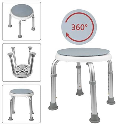 Duschhocker Duschstuhl 360°Drehbar Badehocker Höhenverstellbar, Alu und Kunststoff Badestuhl Duschsi