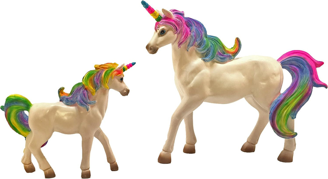 GlitZGlam Regenbogeneinhorn-Set: Mutter (Alana) und Tochter (Penelope) Einhorn Miniatureinhornfigure