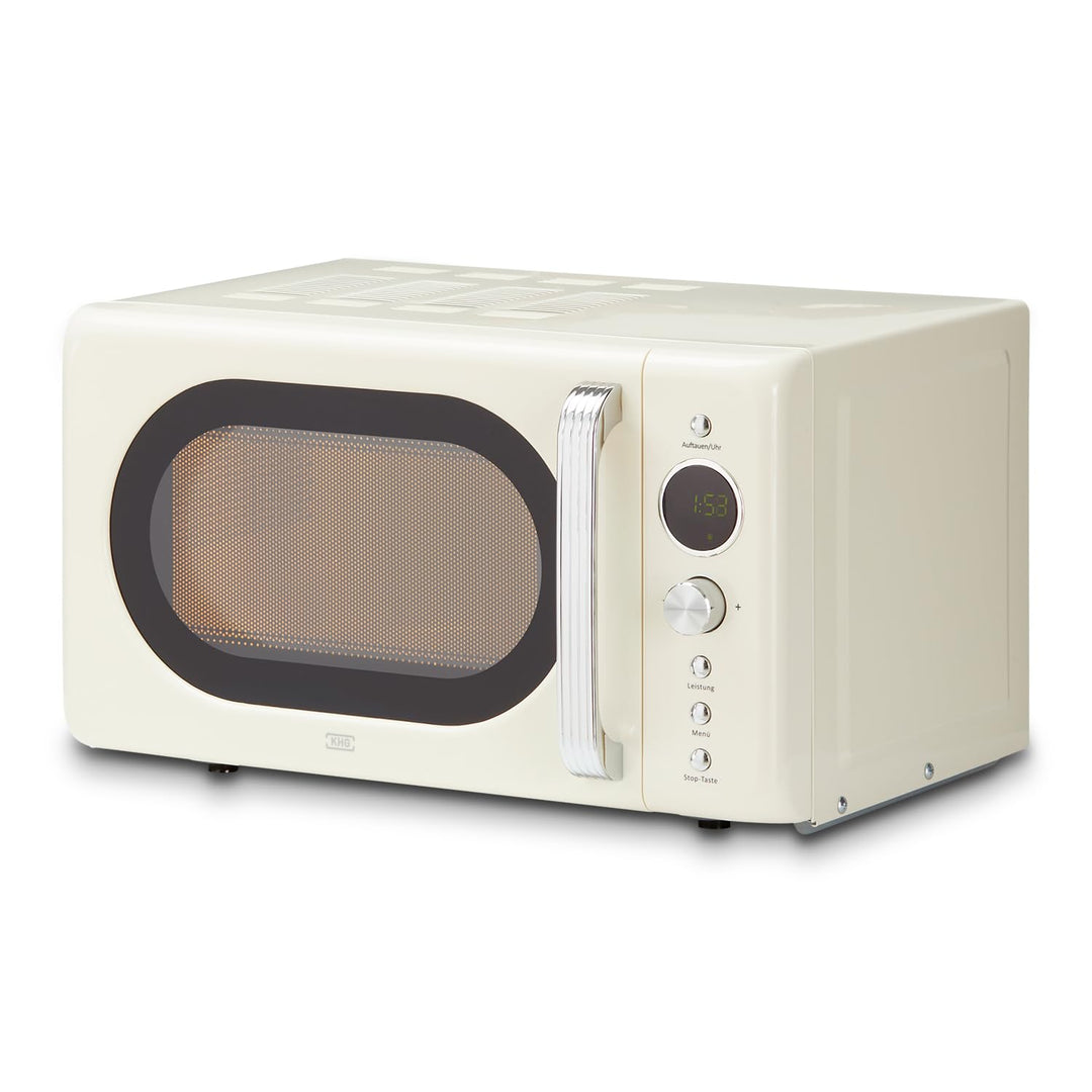 KHG Mikrowelle MW-20R2(C) 20L aus Metall in creme, 8 Automatikprogramme, 6 Mikrowellenleistungen, bi
