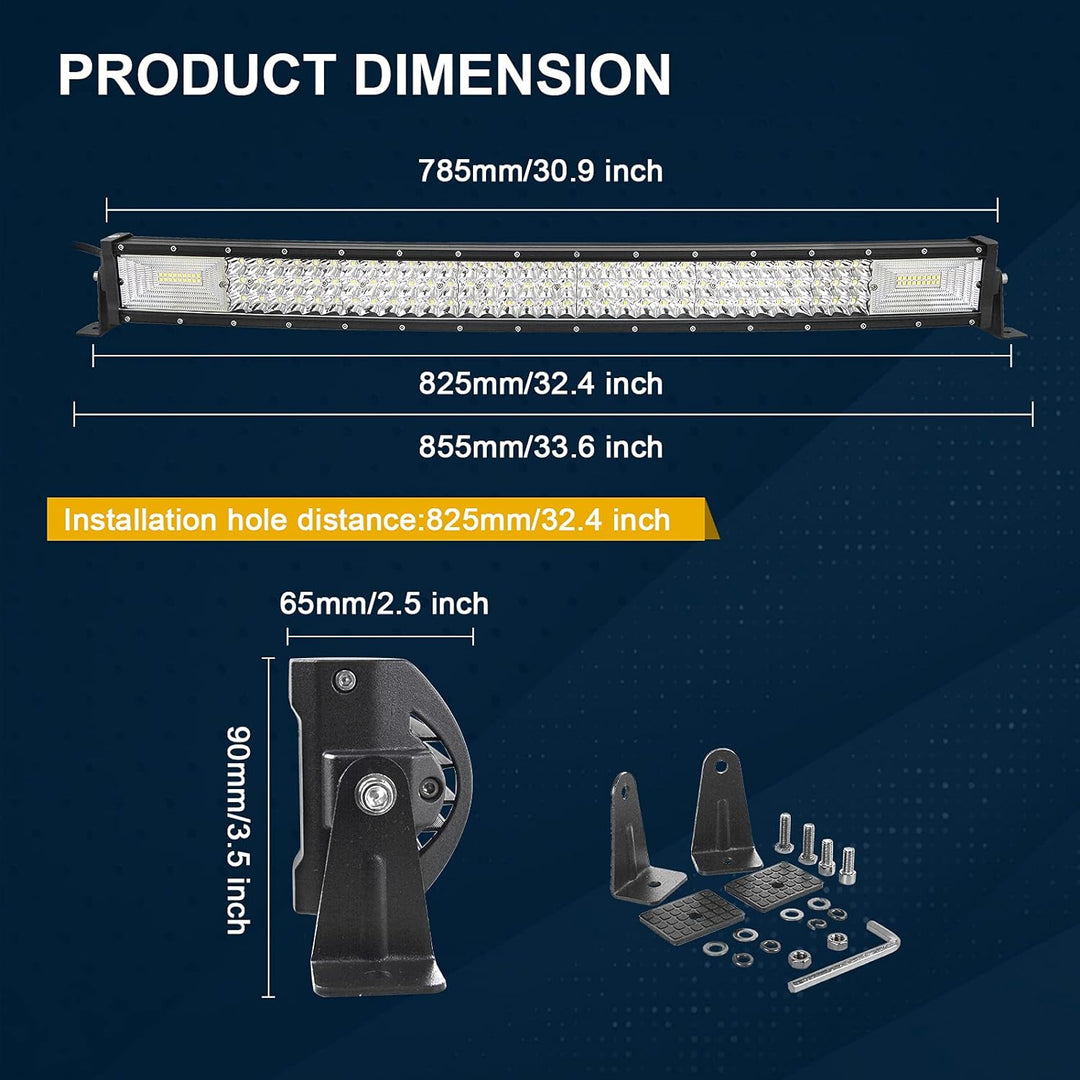 RIGIDON 32 Zoll 81cm 405W gebogen led arbeitsscheinwerfer bar mit 12v kabelbaum kit, 2 x 13cm 72W le