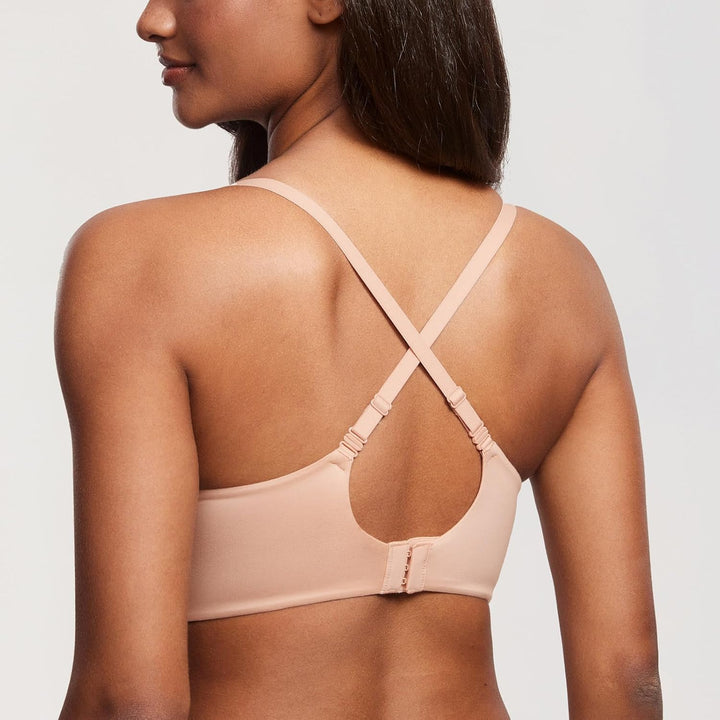 DOBREVA BH Damen ohne Bügel Push Up T Shirt BHS Gepolstert Bustier Soft Nahtloser 75AA Blush Beige,