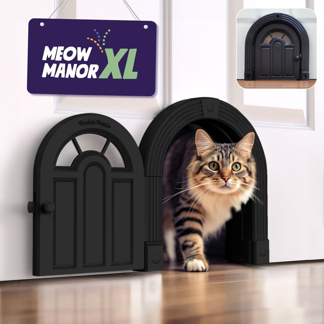 Katzentür Innentür – Meow Manor Extra grosse Haustiertür, 26 x 28 cm, Keine Klappe, Katzentür für Ka
