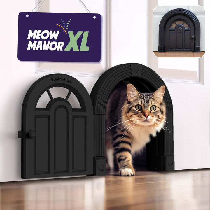 Katzentür Innentür – Meow Manor Extra grosse Haustiertür, 26 x 28 cm, Keine Klappe, Katzentür für Ka
