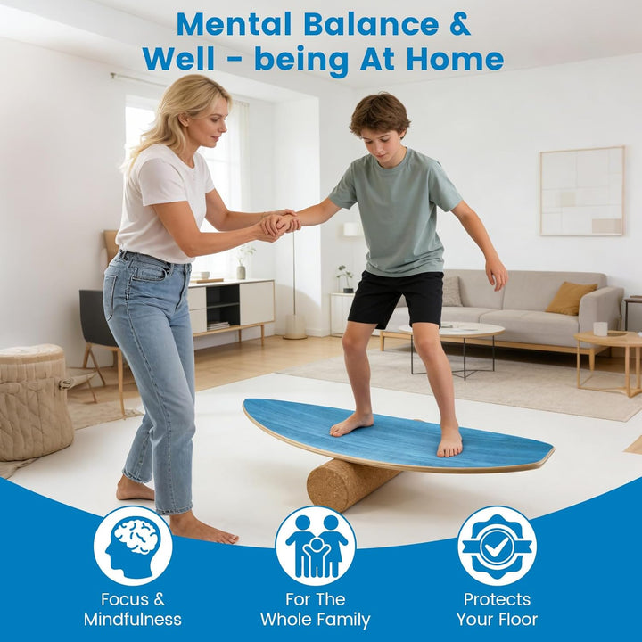 Surfin Balance Board, Balance Board Holz mit Rolle, Halbkugel und Balance Ball, Indoor Surfboard und
