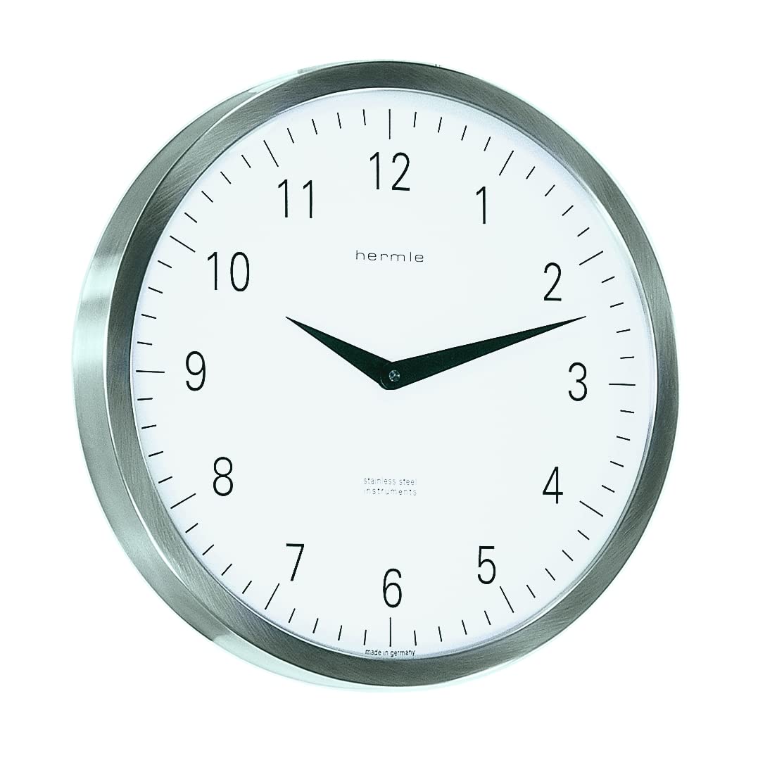 Hermle Uhrenmanufaktur Wanduhr, Edelstahl, Silber, Ø 30cm x 5cm