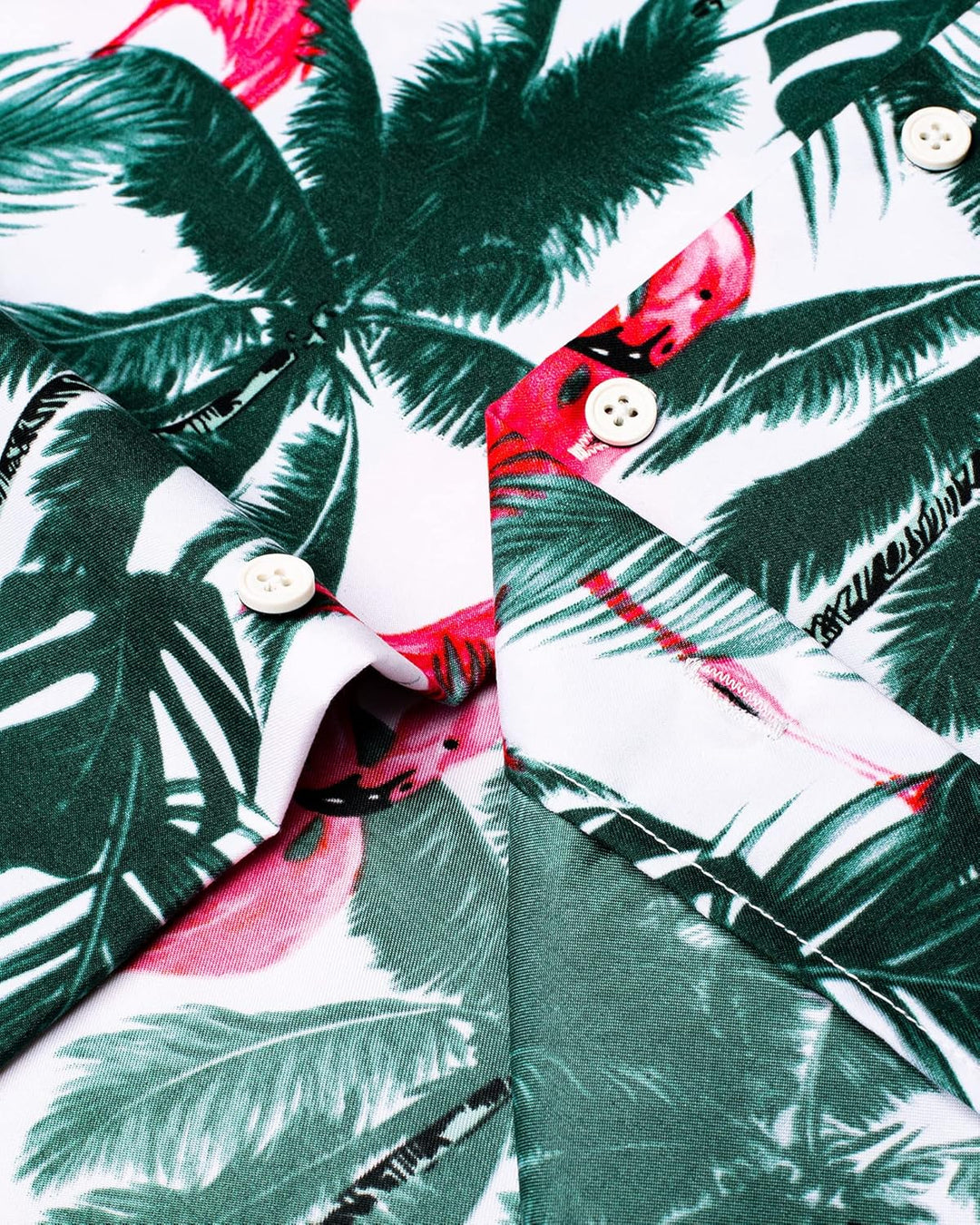 J.VER Herren Hawaiihemd Kurzarm Party Hemd Casual Flamingo Floral Strandhemd Bügelfrei Button Down K