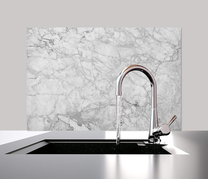 cuadros-lifestyle Küchen Spritzschutz „Marmor White“ 60x40 cm | Küchenrückwand | Alu-DiBond | Fliese