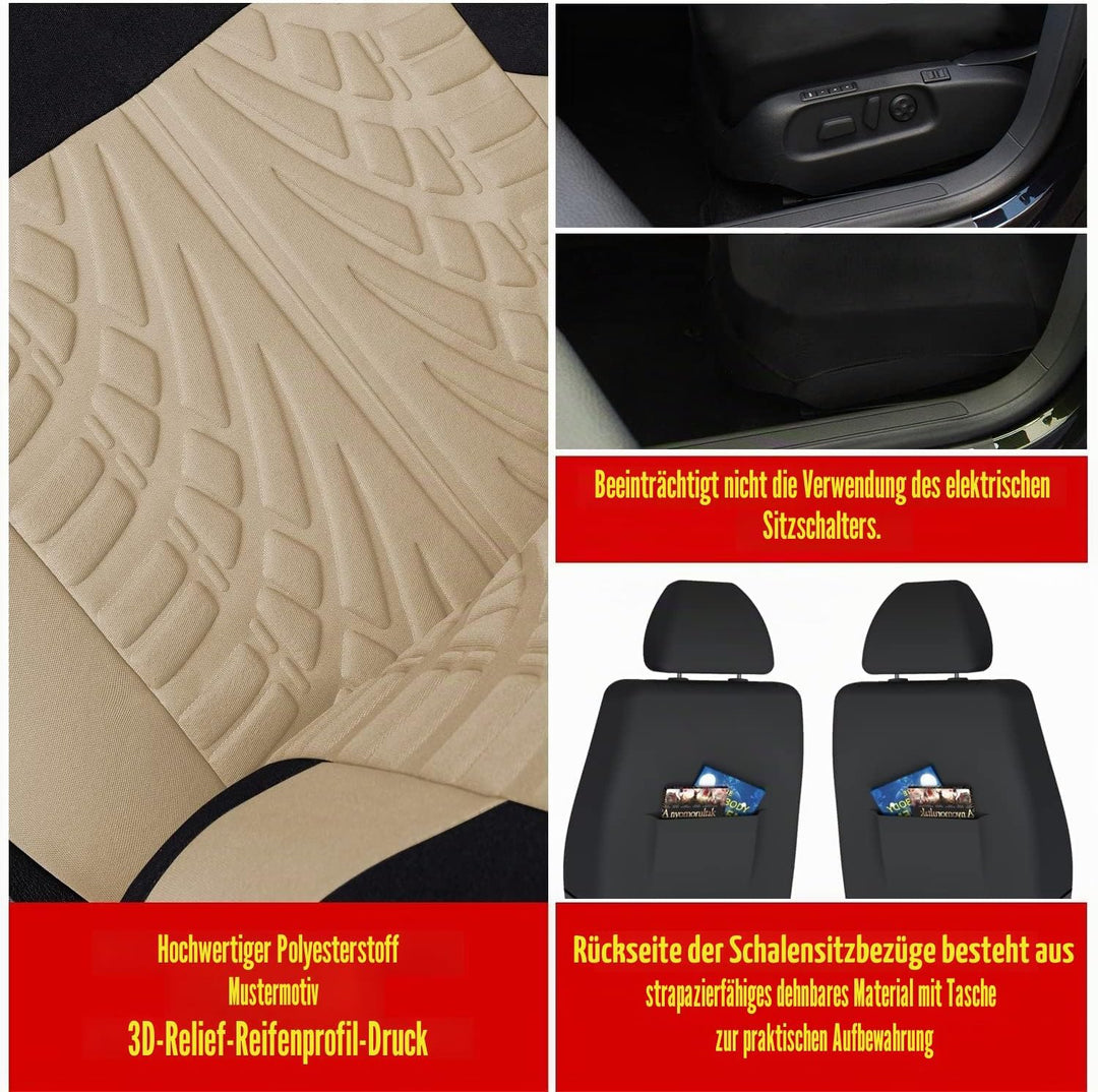 AUTOYOUTH Autositzbezüge für Vordersitze Autositzschoner Reifenschienen Autositzzubehör, Beige Beige