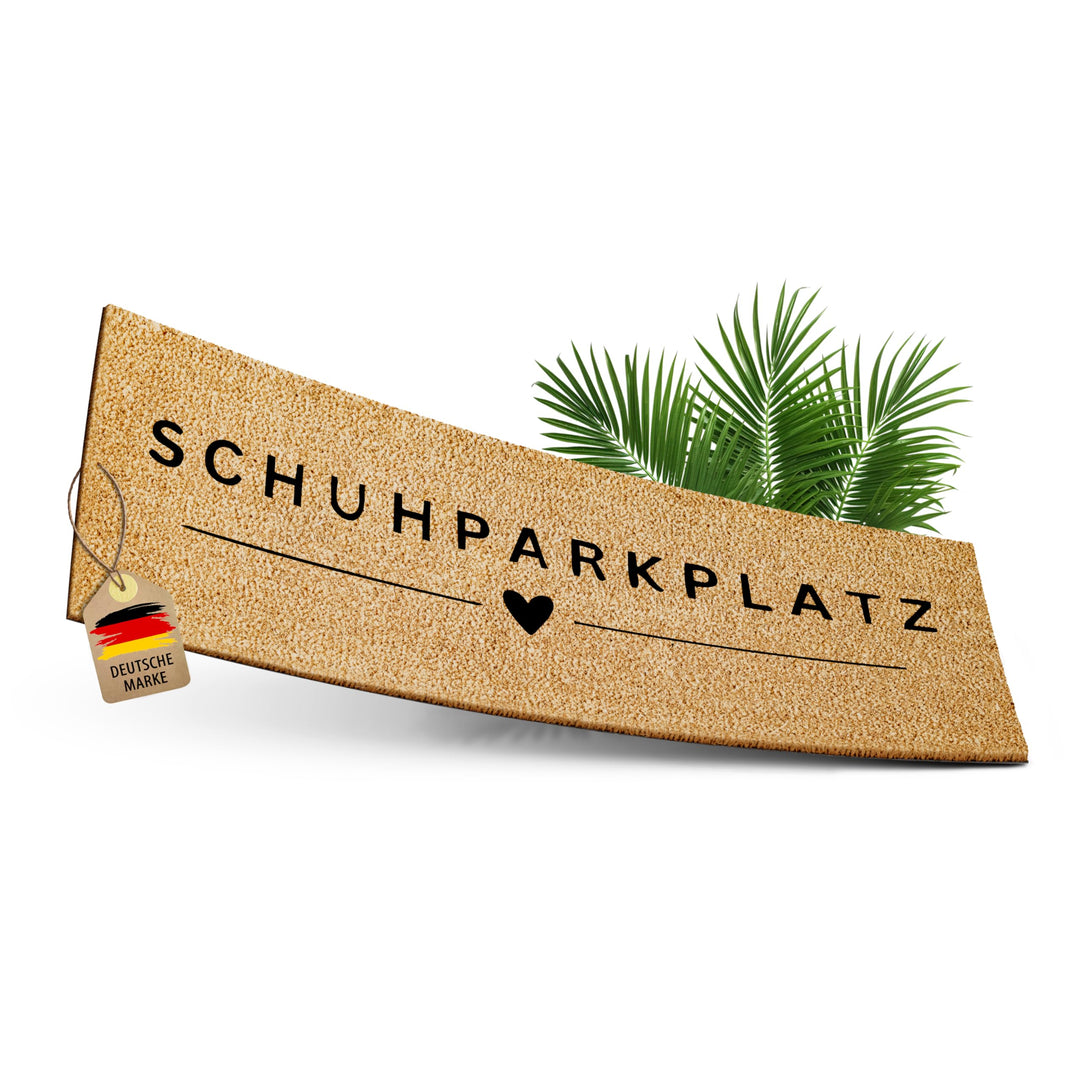 ElbFuchs® Schuhparkplatz Kokos Fussmatte 100x35cm | Rutsch- und wetterfeste Schuhmatte Abtropfmatte